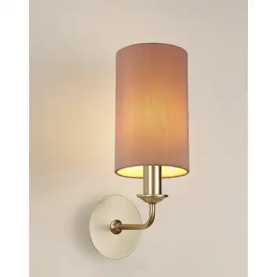 Banyan 1 Light Switched Wall Lamp With 120 x 200mm Dual Faux Silk Fabric Shade Painted Champagne Gold Taupe
