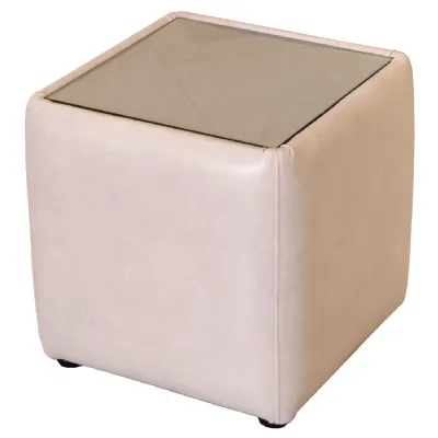 Glass Top Square Side Table Stool