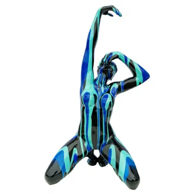 Amorous Black and Blue Yoga Lady Sculpture