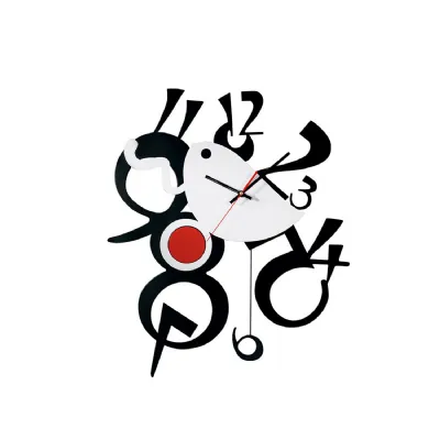 (DH) Infinity Picasso Clock Black Silver Red