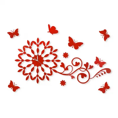(DH) Infinity Butterfly Wall Art Clock Red Crystal