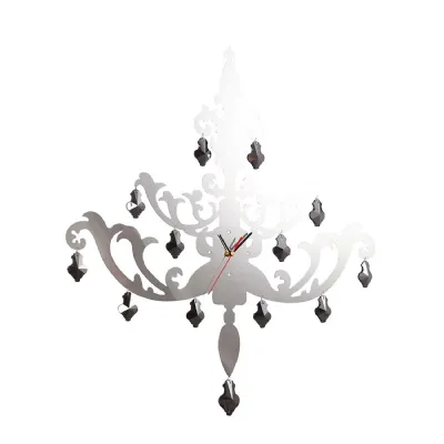 (DH) Infinity Chandelier Clock Stainless Steel Smoked Crystal Clear Crystal