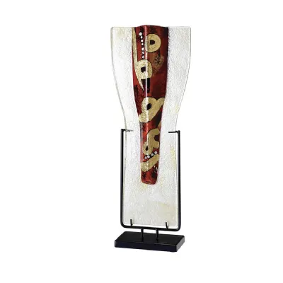 (DH) Livia Glass Art Vase With Stand Red French Gold Black