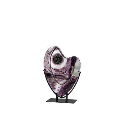 (DH) Elvira Glass Art Vase With Stand Silver Black Purple