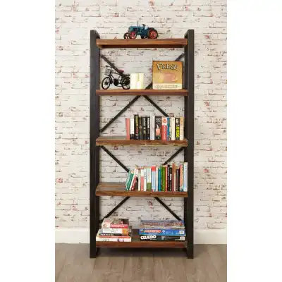 200cm Tall Rustic Large Bookcase Painted Open Wall Shelving Unit
