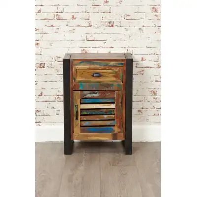 Wood Lamp Bedside Table Painted Urban Chic Industrial Metal Frame
