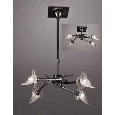 Flavia Telescopic Pendant Convertible To Semi Flush Round 4 Light G9, Black Chrome