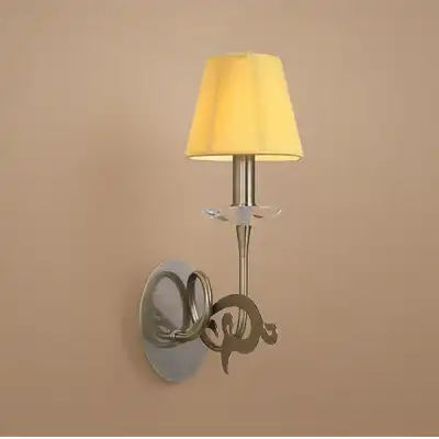 Acanto Wall Lamp 1 Light E14, Antique Brass With Amber Cream Shade