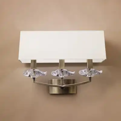 Akira Wall Lamp Switched 3 Light E14, Antique Brass With Cream Shade