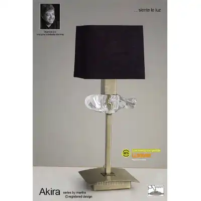 Akira Table Lamp 1 Light E14, Antique Brass With Black Shade