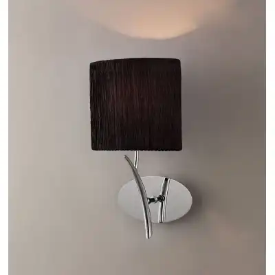 Eve Wall Lamp Switched 1 Light E27, Polished Chrome With Black Oval Shade