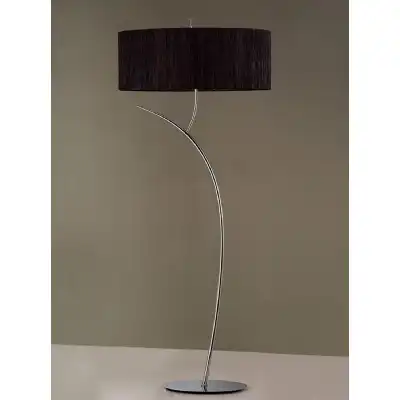 Eve Floor Lamp 2 Light E27, Polished Chrome With Black Oval Shade