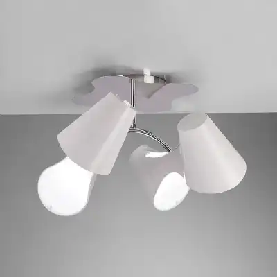 Ora Ceiling 2 Arm 4 Light E27, Gloss White White Acrylic Polished Chrome, CFL Lamps INCLUDED
