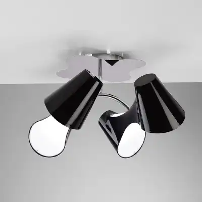 Ora Ceiling 2 Arm 4 Light E27, Gloss Black White Acrylic Polished Chrome, CFL Lamps INCLUDED