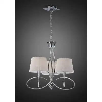 Mara Pendant 3 Light E14, Polished Chrome With Ivory White Shades