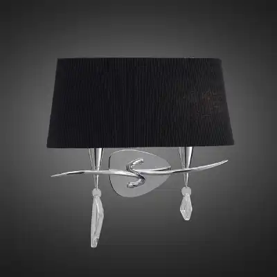 Mara Wall Lamp Switched 2 Light, Polished Chrome With Black Shade
