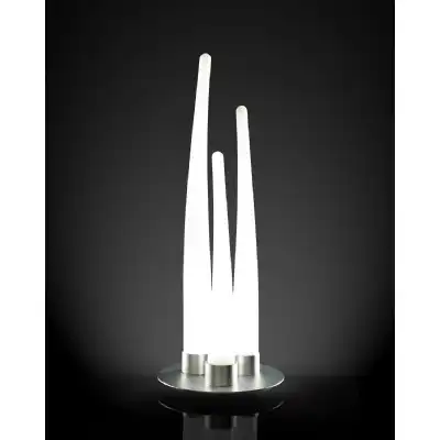 Estalacta Table Lamp 3 Light GU10 Indoor Outdoor IP44, Silver Opal White