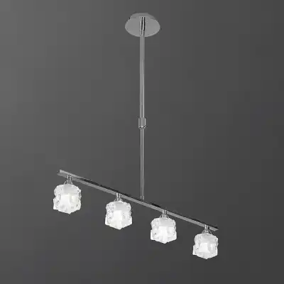 Ice Linear Pendant 4 Light G9 ECO Bar, Polished Chrome