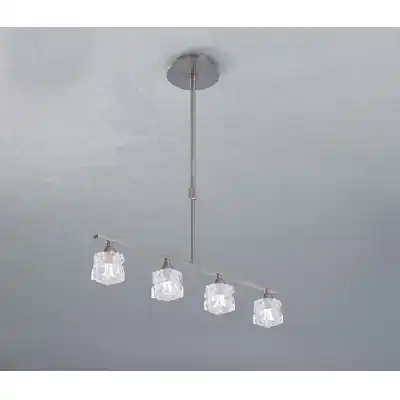 Ice Linear Pendant 4 Light G9 ECO Bar, Satin Nickel