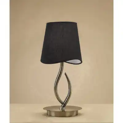 Ninette Table Lamp 1 Light E14 Small, Antique Brass With Black Shade