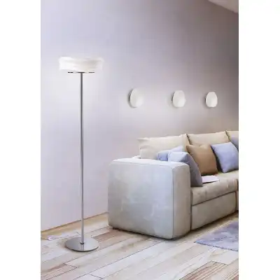 Mediterraneo Floor Lamp 2 Light E27, Polished Chrome Frosted White Glass