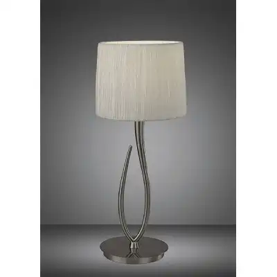 Lua Table Lamp 1 Light E27, Satin Nickel Large With White Shade