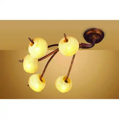 (0038 003) Wave Ceiling 5 Light G9, Rustic Gold