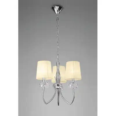 Loewe Pendant 3 Light E14, Polished Chrome With Cream Shades