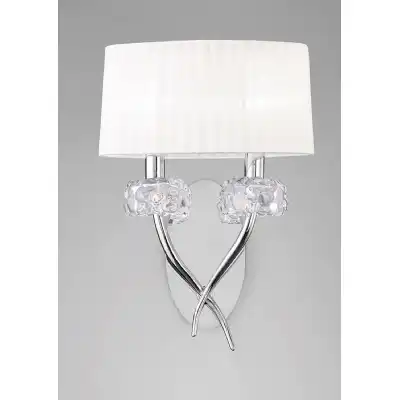 Loewe Wall Lamp Switched 2 Light E14, Polished Chrome With White Shade