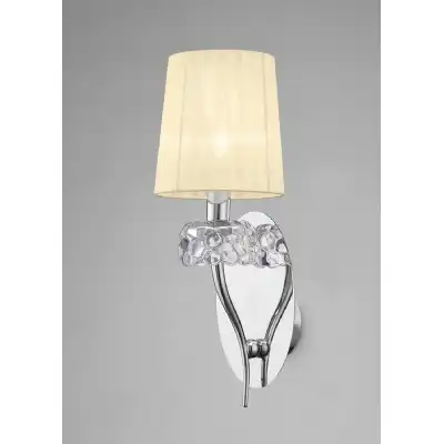 Loewe Wall Lamp Switched 1 Light E14, Polished Chrome With Cream Shade