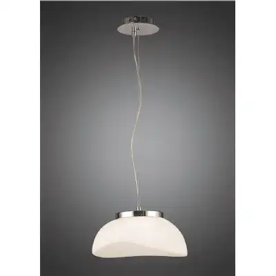 Opal Pendant 1 Light E27, Polished Chrome Frosted White Glass