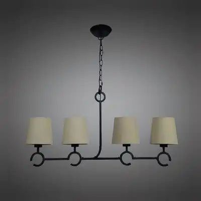 Argi Linear Pendant 4 Light Line E27 With Taupe Shades Brown Oxide