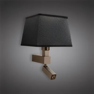 Bronze Wall Lamp Without Shade With Adjustable Reading Light