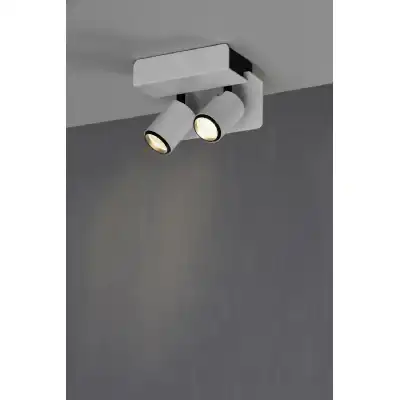 Bocaray Surface Mounted Spot Wall Light 2 x 7W LED 4000K, 1030lm, Matt White Black, 3yrs Warranty