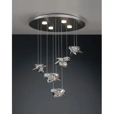 Nido Pendant 62cm Round 5 Plus 4 Lights 30W Plus 20W LED 3000K, 4000lm, Chrome, 3yrs Warranty