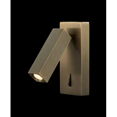 Tarifa Wall Reading Light, Adjustable 3W LED, 3000K, 210lm, Switched, Antique Brass, 3yrs Warranty