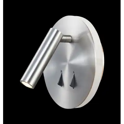 Cayman Round Wall Plus Reading Light, 6W Plus 3W LED, 3000K, 620lm Total, Individually Switched, Satin Nickel, 3yrs Warranty
