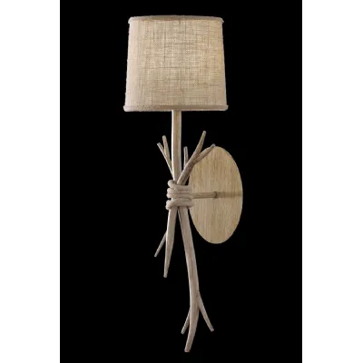 Sabina Wall Lamp, 1 x E27 (Max 40W), Imitation Wood, Linen Shade