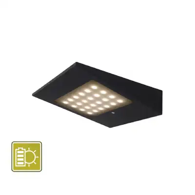 Yeti Solar Sensor Wall Lamp, 2.2W LED, 3000K, 188lm, IP54, Graphite, 3yrs Warranty