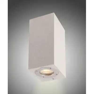 Levi Rectangular Wall Lamp, 2 x GU10 (Max 12W), IP65, White Concrete, 2yrs Warranty
