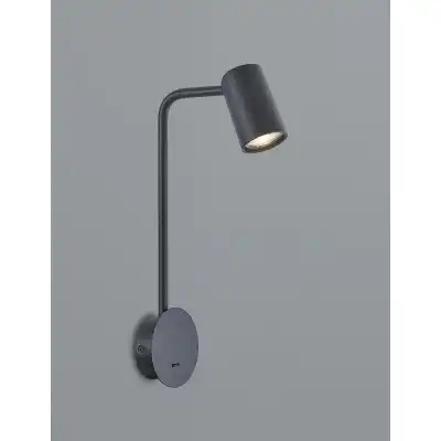 Sal Wall Lamp Switched 1 Light GU10, Sand BLack