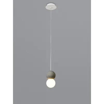 Galaxia Pendant Round, 1 Light E27, White Grey Cement