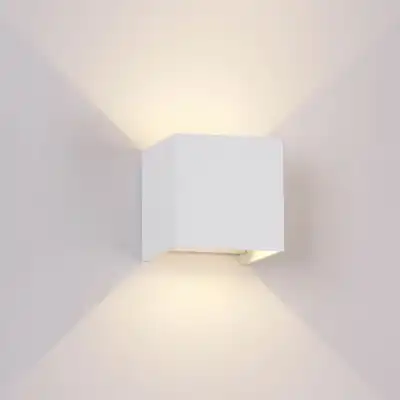 Davos Square Wall Lamp, 2 x 6W LED, 4000K, 1100lm, IP54, Sand White, 3yrs Warranty