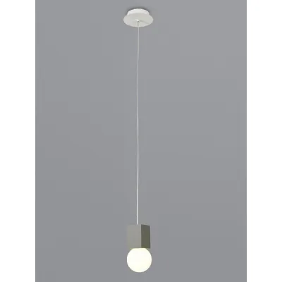 Galaxia Pendant Square, 1 Light E27, White Grey Cement