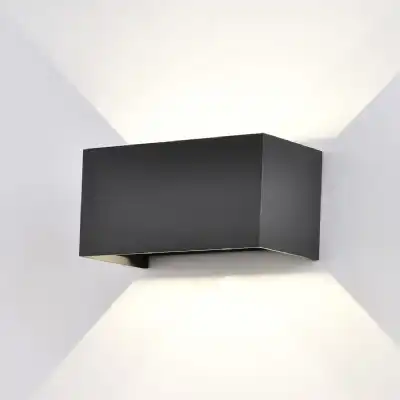 Davos Rectangle Wall Lamp, 4 x 6W LED, 3000K, 2200lm, IP54, Sand Black, 3yrs Warranty