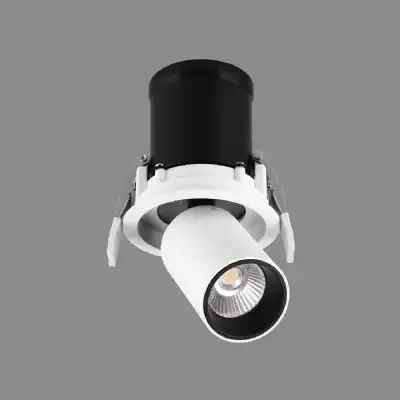 Garda Retractable Recessed Swivel Spotlight, 7W, 2700K, 610lm, Matt White And Black, Cut Out 84mm, Driver Included, Driver Included, 3yrs Warranty