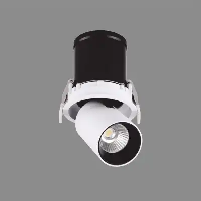Garda Retractable Recessed Swivel Spotlight, 12W, 2700K, 1020lm, Matt White And Black, Cut Out 84mm, Driver Included, Driver Included, 3yrs Warranty