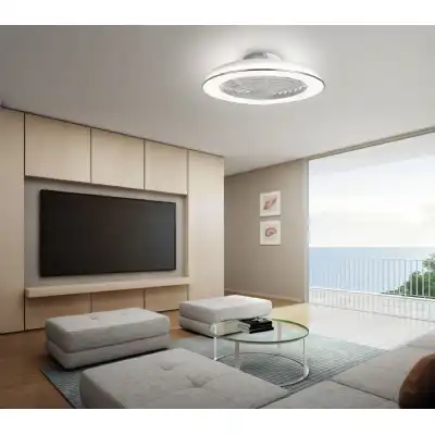 Dimmable Ceiling Light With Built Reversible Fan and Remote Control White Finish