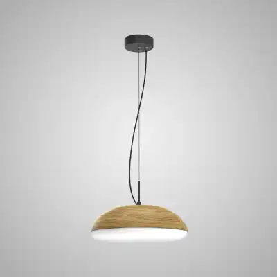 Kazz Pendant 38cm Round, 4 x E27 (Max 20W LED), Wood