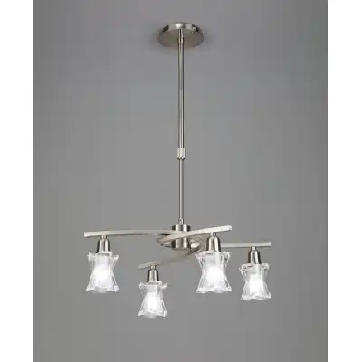 Alaska Pendant Convertible To Semi Flush 4 Light L1 SGU10, Satin Nickel, CFL Lamps INCLUDED